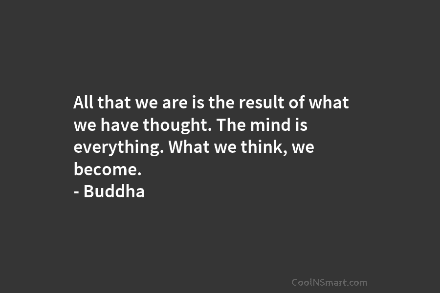 All that we are is the result of what we have thought. The mind is...