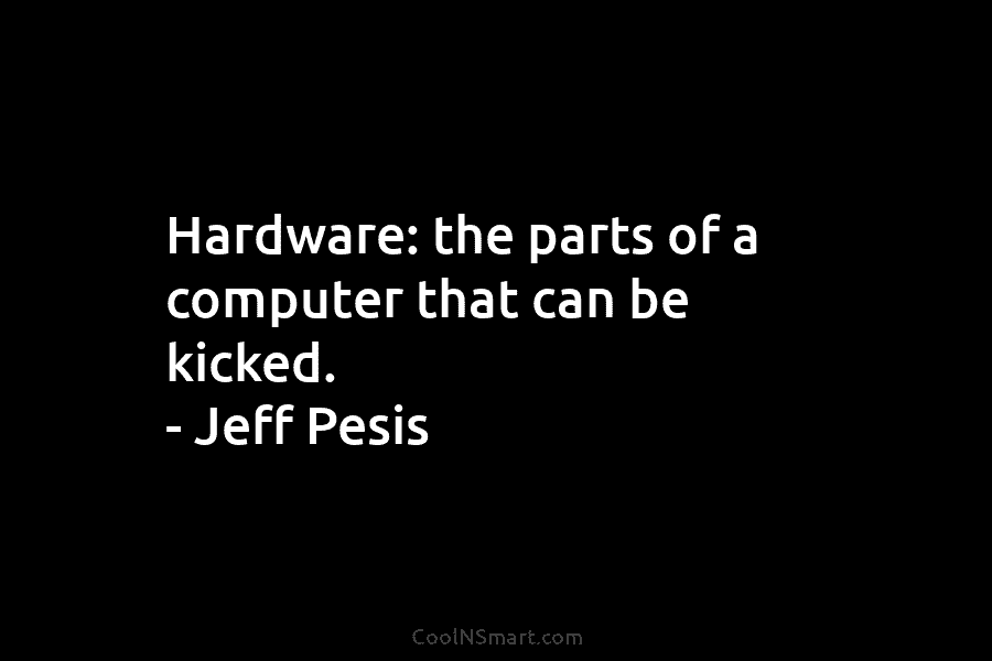 Hardware: the parts of a computer that can be kicked. – Jeff Pesis