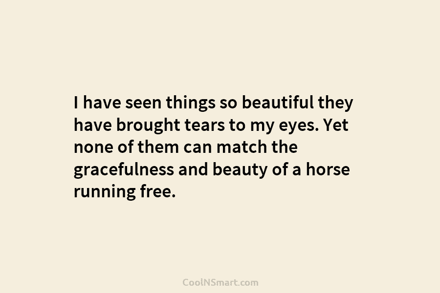 I have seen things so beautiful they have brought tears to my eyes. Yet none of them can match the...