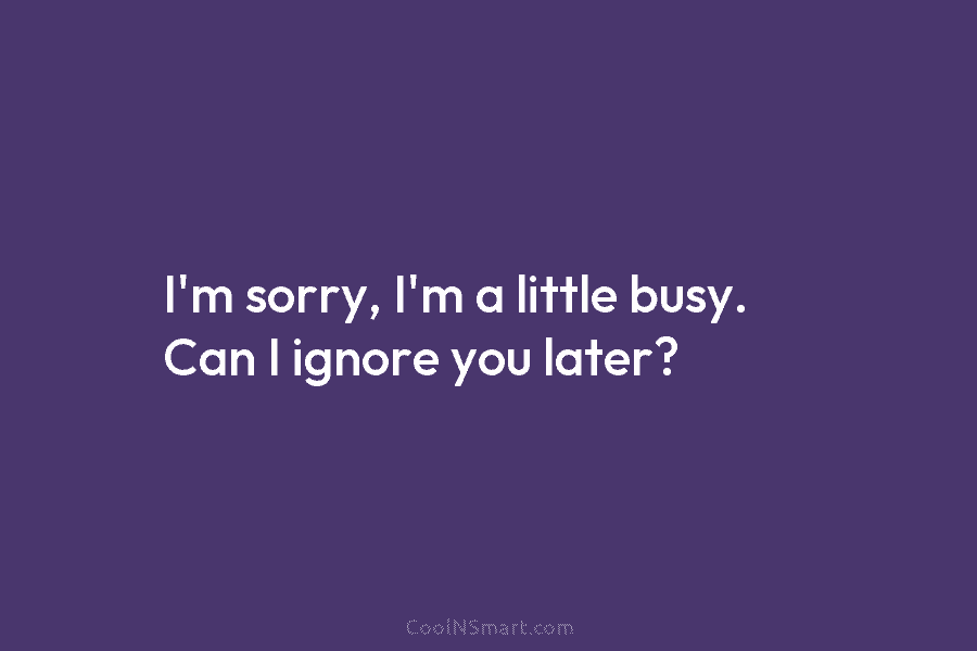 I’m sorry, I’m a little busy. Can I ignore you later?