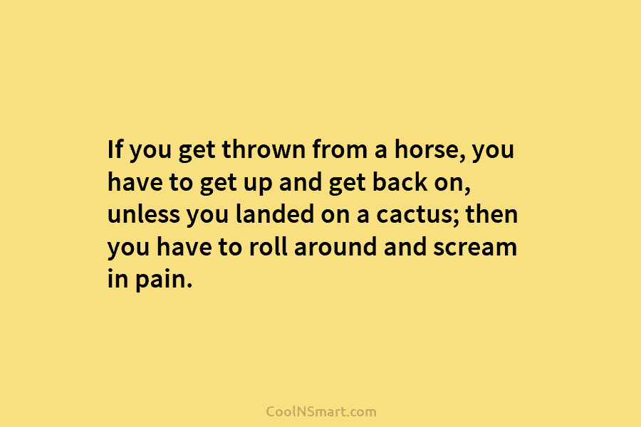 If you get thrown from a horse, you have to get up and get back...
