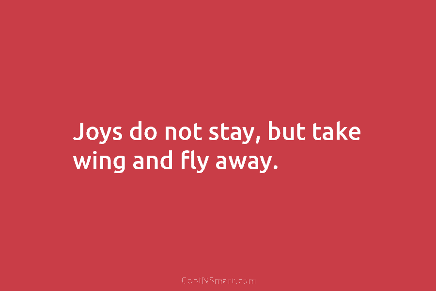 Joys do not stay, but take wing and fly away.
