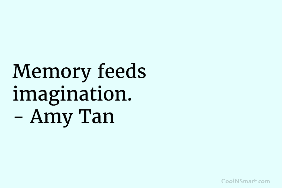 Memory feeds imagination. – Amy Tan