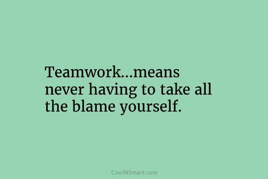 Teamwork…means never having to take all the blame yourself.