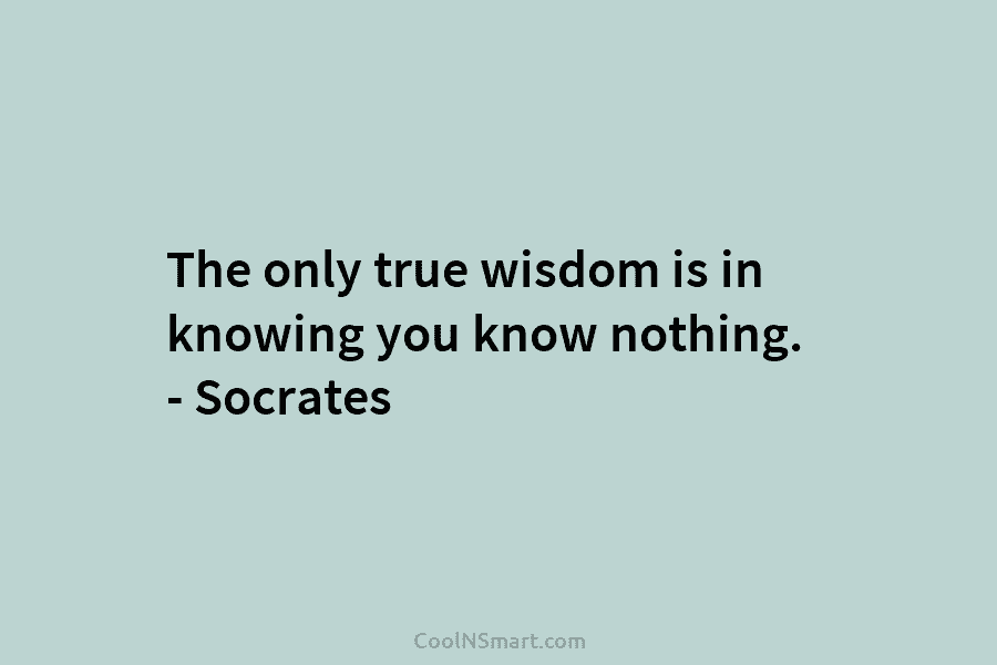The only true wisdom is in knowing you know nothing. – Socrates