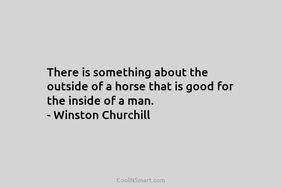 There is something about the outside of a horse that is good for the inside...