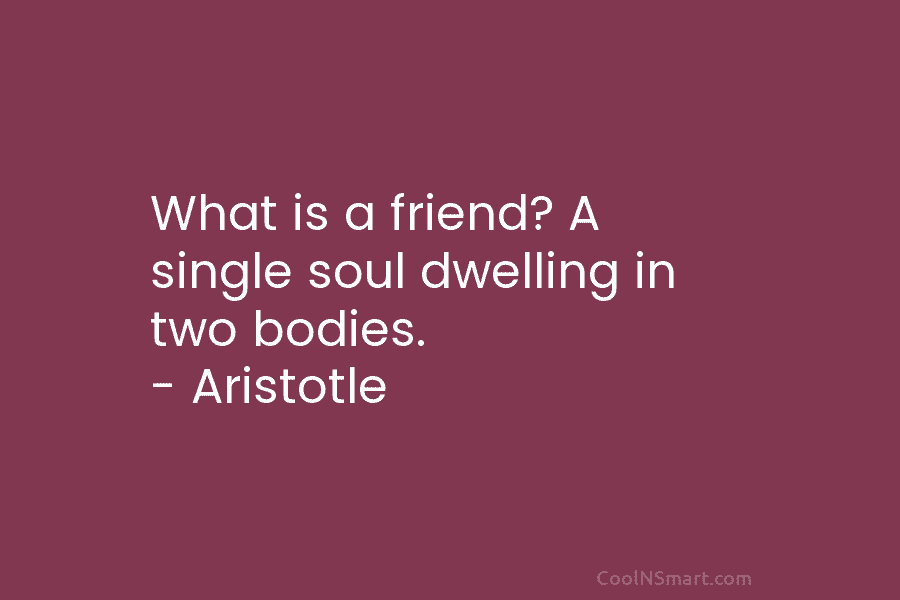 What is a friend? A single soul dwelling in two bodies. – Aristotle