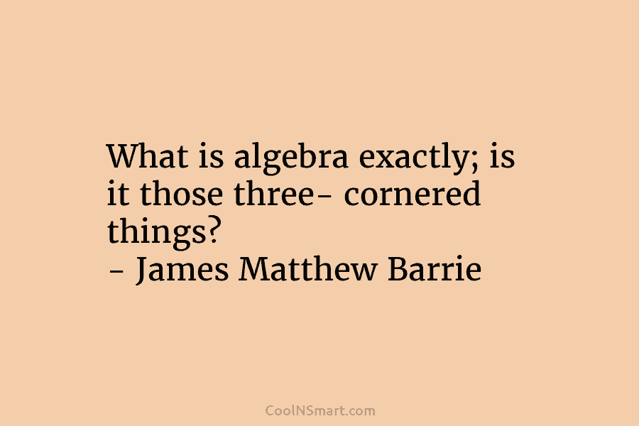 What is algebra exactly; is it those three- cornered things? – James Matthew Barrie