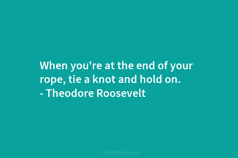 When you’re at the end of your rope, tie a knot and hold on. – Theodore Roosevelt