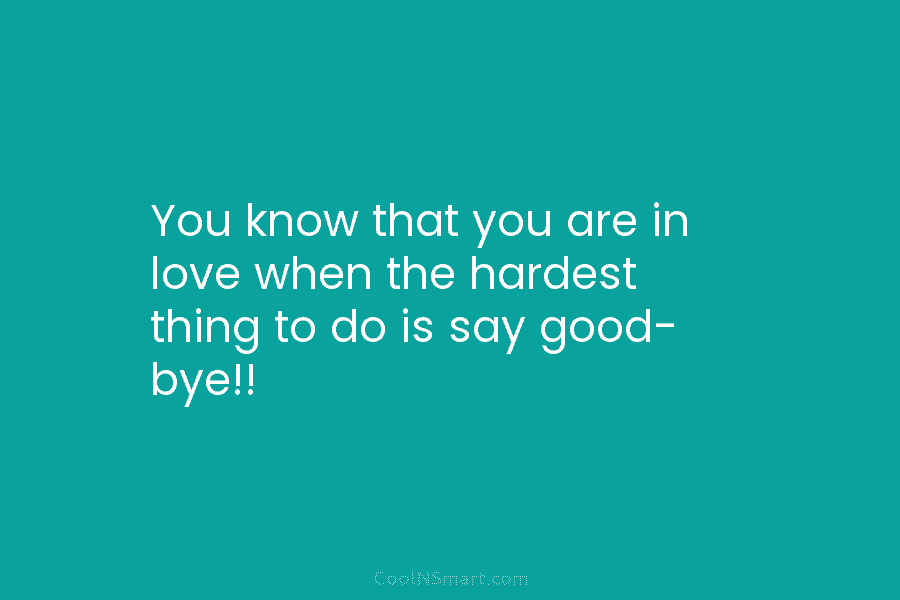 You know that you are in love when the hardest thing to do is say...