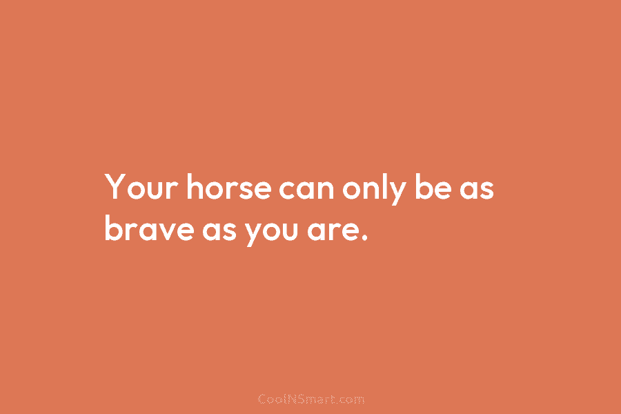 Your horse can only be as brave as you are.