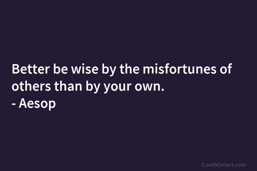 Better be wise by the misfortunes of others than by your own. – Aesop