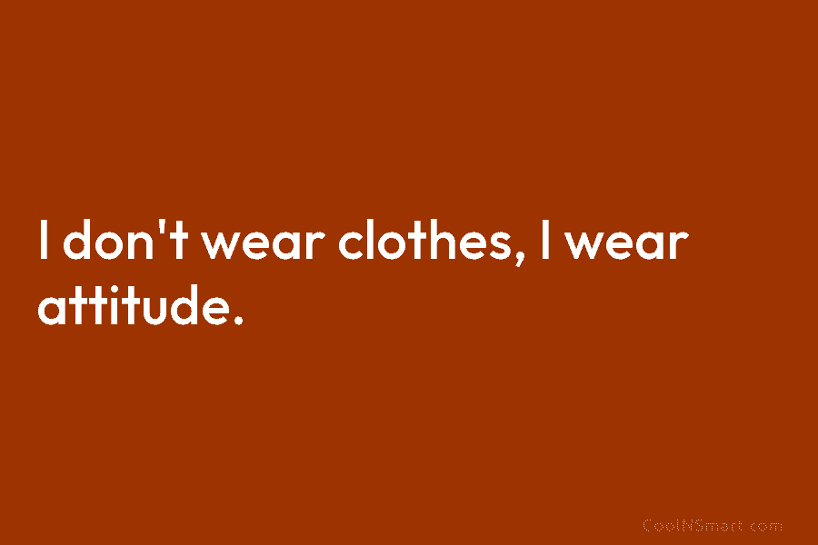 I don’t wear clothes, I wear attitude.