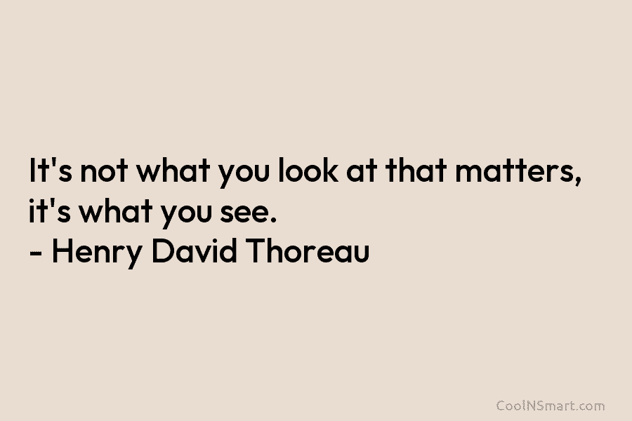 It’s not what you look at that matters, it’s what you see. – Henry David...