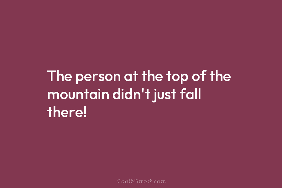 The person at the top of the mountain didn’t just fall there!