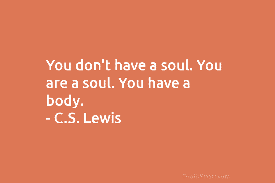 You don’t have a soul. You are a soul. You have a body. – C.S. Lewis