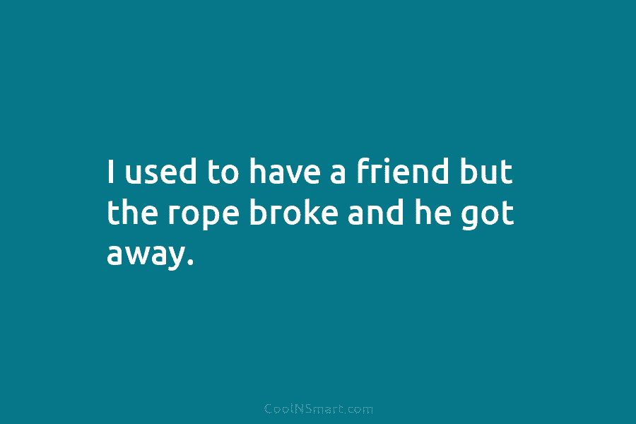 I used to have a friend but the rope broke and he got away.