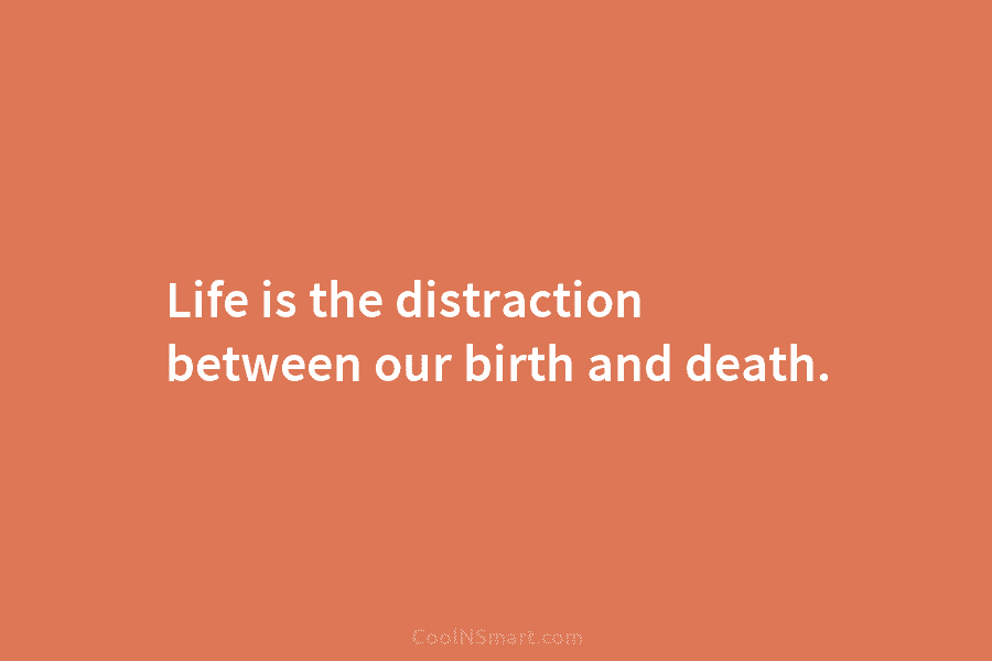 Life is the distraction between our birth and death.
