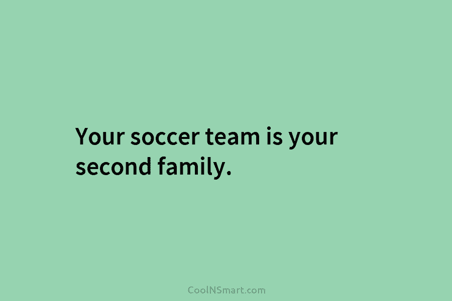 Your soccer team is your second family.