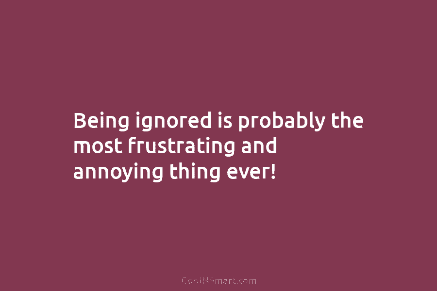 Being ignored is probably the most frustrating and annoying thing ever!