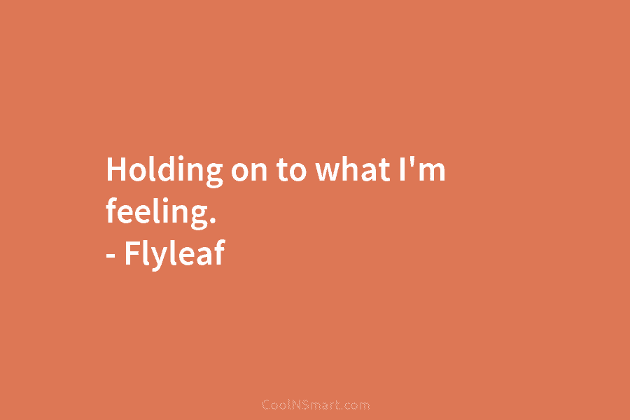 Holding on to what I’m feeling. – Flyleaf