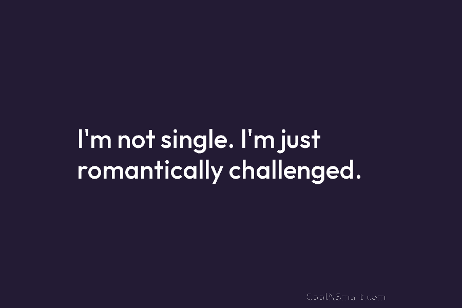 I’m not single. I’m just romantically challenged.