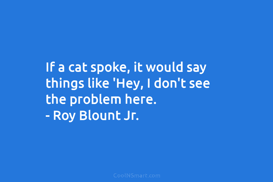 If a cat spoke, it would say things like ‘Hey, I don’t see the problem...