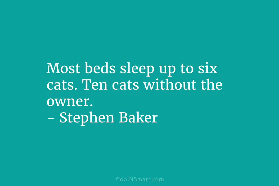 Most beds sleep up to six cats. Ten cats without the owner. – Stephen Baker