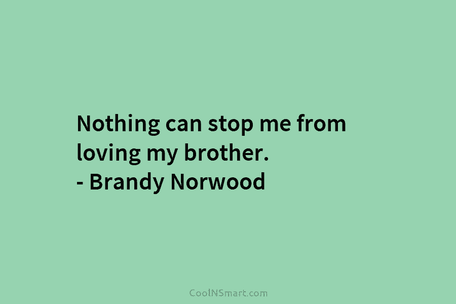 Nothing can stop me from loving my brother. – Brandy Norwood