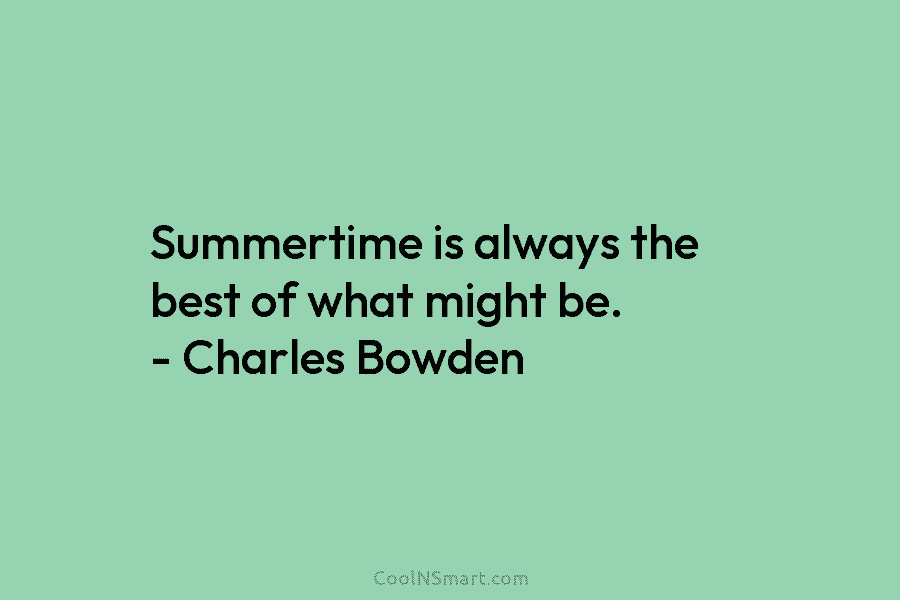 Summertime is always the best of what might be. – Charles Bowden