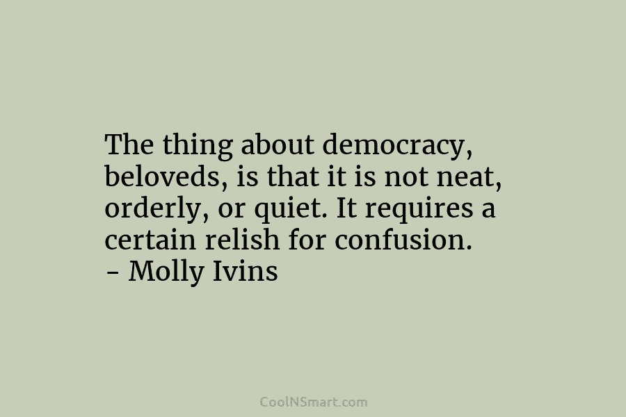 The thing about democracy, beloveds, is that it is not neat, orderly, or quiet. It requires a certain relish for...