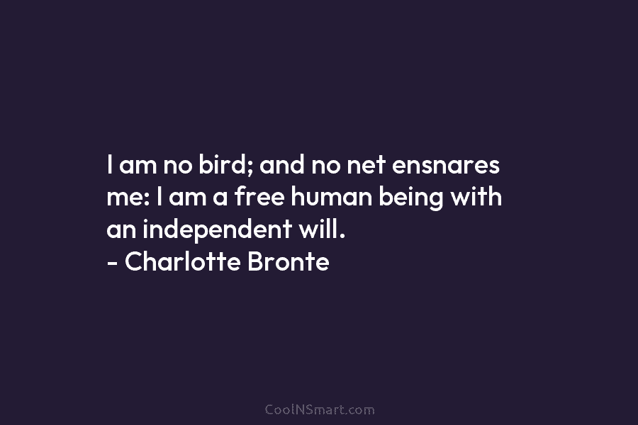 I am no bird; and no net ensnares me: I am a free human being...