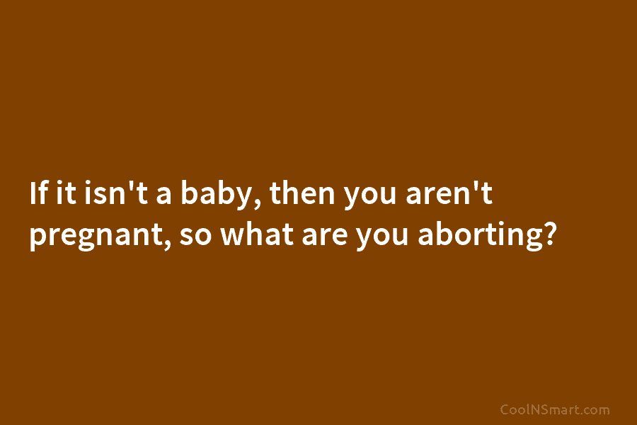 If it isn’t a baby, then you aren’t pregnant, so what are you aborting?