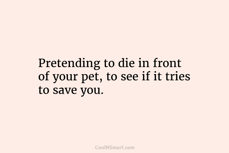 Pretending to die in front of your pet, to see if it tries to save you.