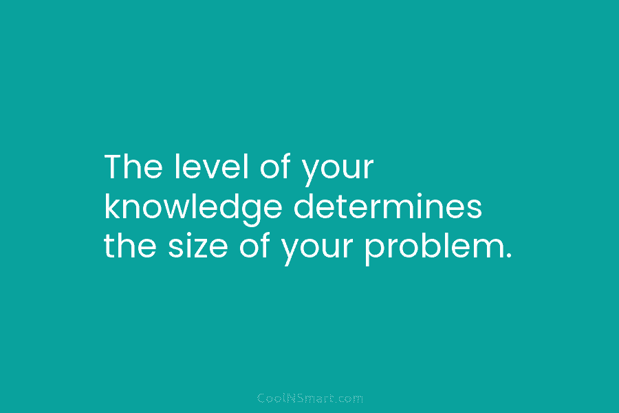 The level of your knowledge determines the size of your problem.