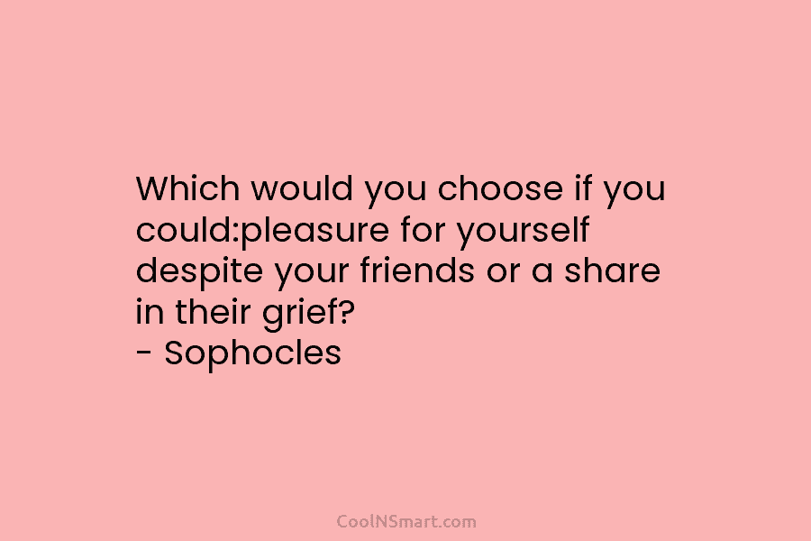Which would you choose if you could:pleasure for yourself despite your friends or a share...