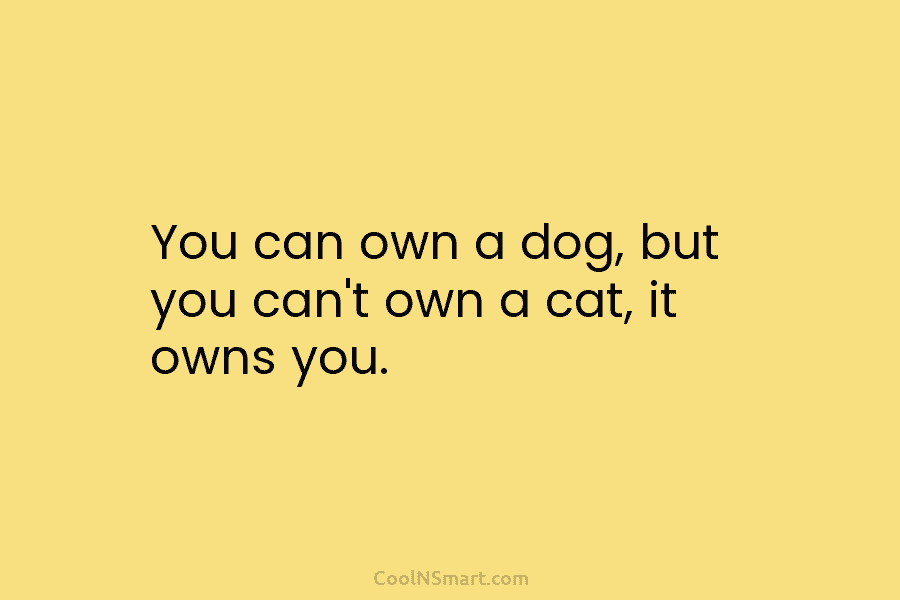 You can own a dog, but you can’t own a cat, it owns you.