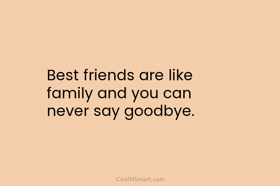 Best friends are like family and you can never say goodbye.