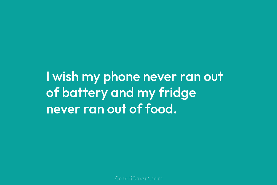 I wish my phone never ran out of battery and my fridge never ran out...