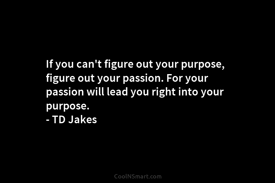 If you can’t figure out your purpose, figure out your passion. For your passion will lead you right into your...