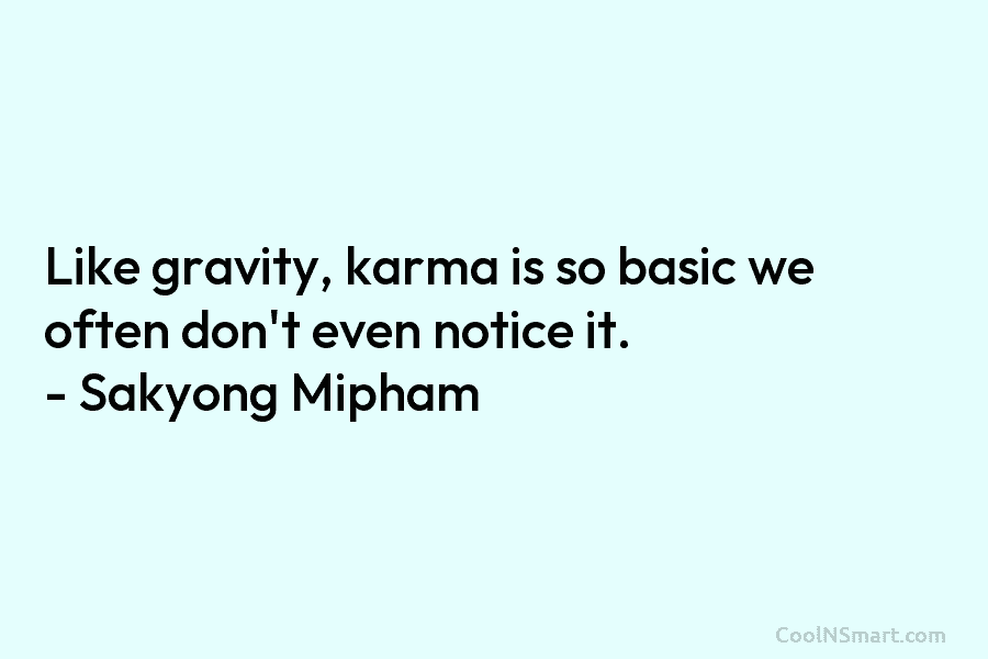 Like gravity, karma is so basic we often don’t even notice it. – Sakyong Mipham