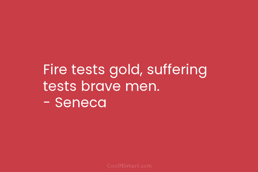 Fire tests gold, suffering tests brave men. – Seneca