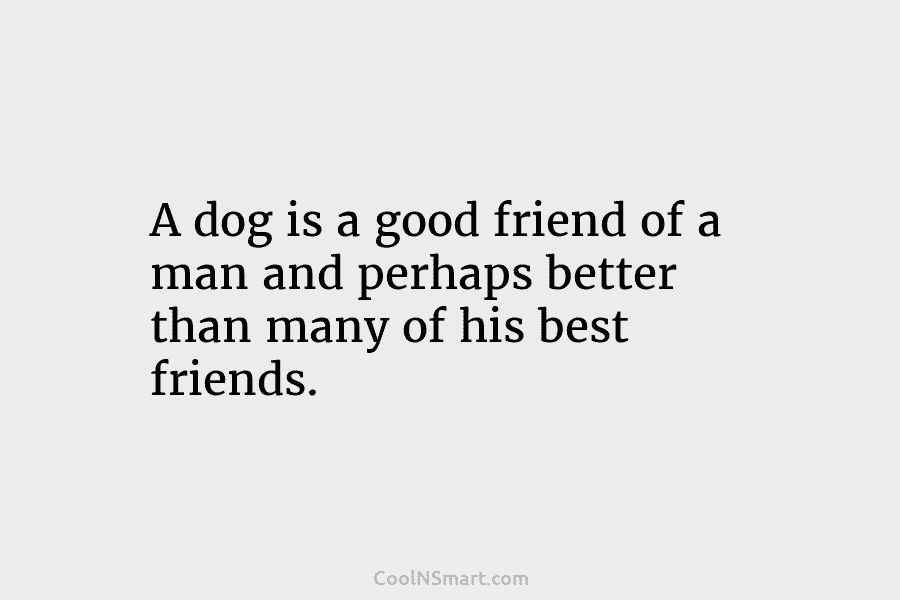 A dog is a good friend of a man and perhaps better than many of his best friends.