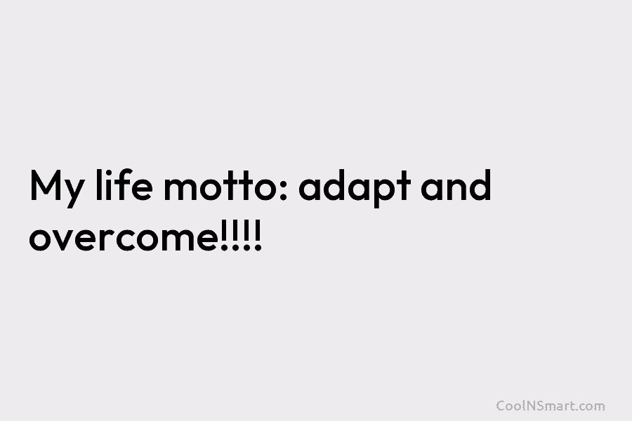 My life motto: adapt and overcome!!!!