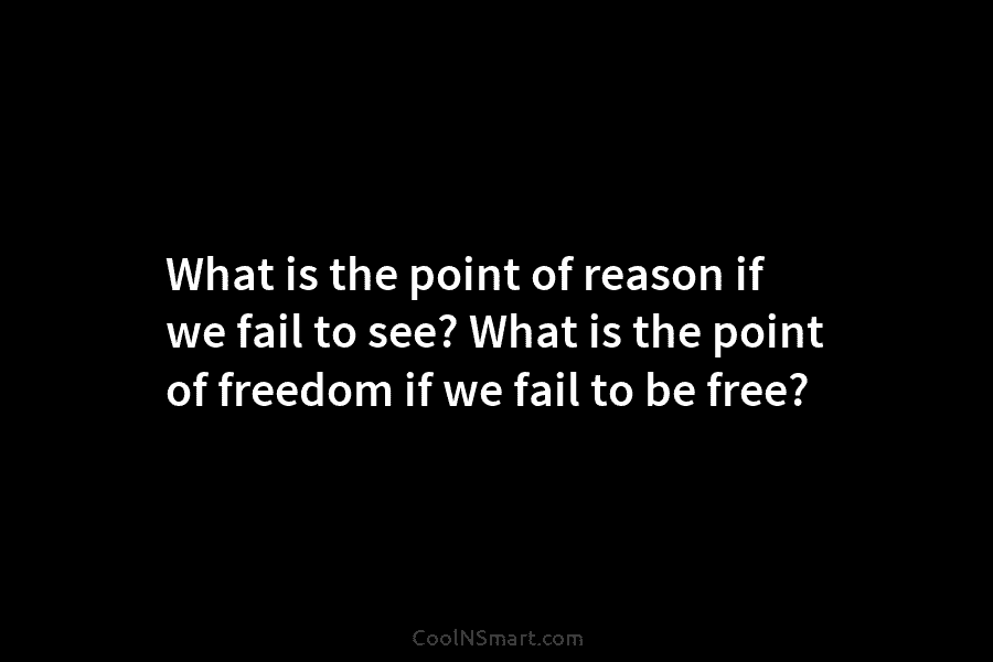 What is the point of reason if we fail to see? What is the point...