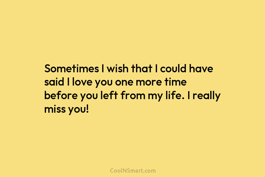 Sometimes I wish that I could have said I love you one more time before...