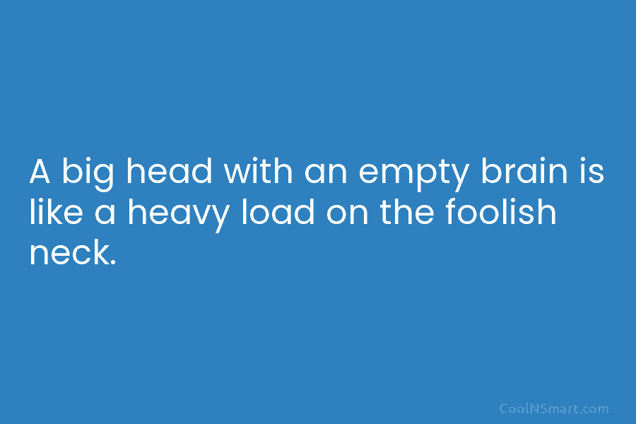 A big head with an empty brain is like a heavy load on the foolish...