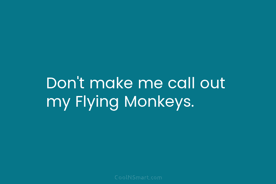 Don’t make me call out my Flying Monkeys.