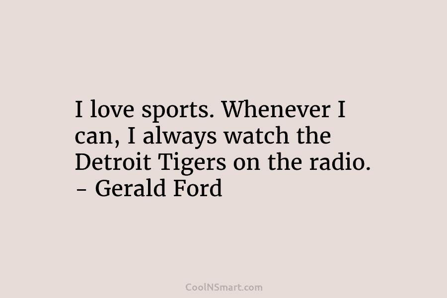 I love sports. Whenever I can, I always watch the Detroit Tigers on the radio....