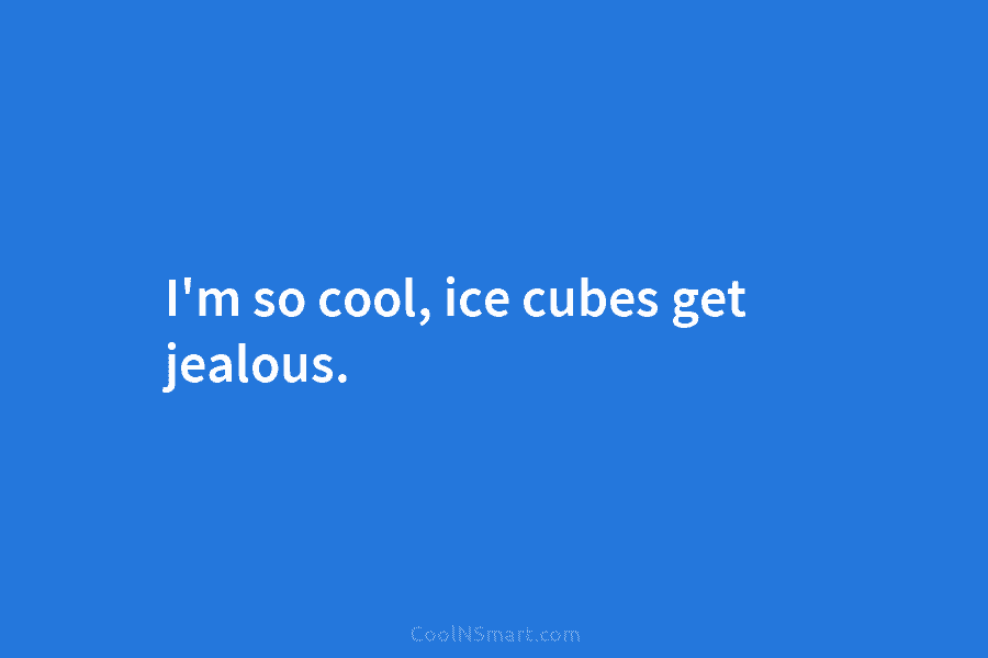 I’m so cool, ice cubes get jealous.
